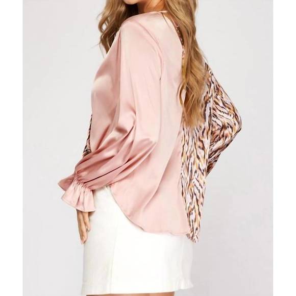 NEW SHE + SKY split satin top - Picture 3 of 5